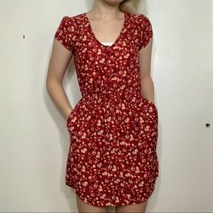 Red floral summer dress